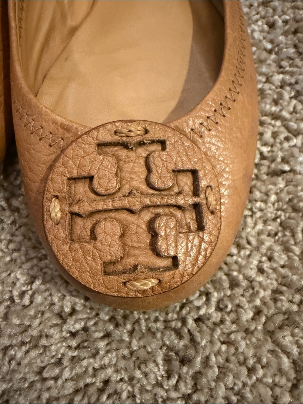 Tory Burch Tan leather Reva Flats Size 7 - Picture 2 of 8
